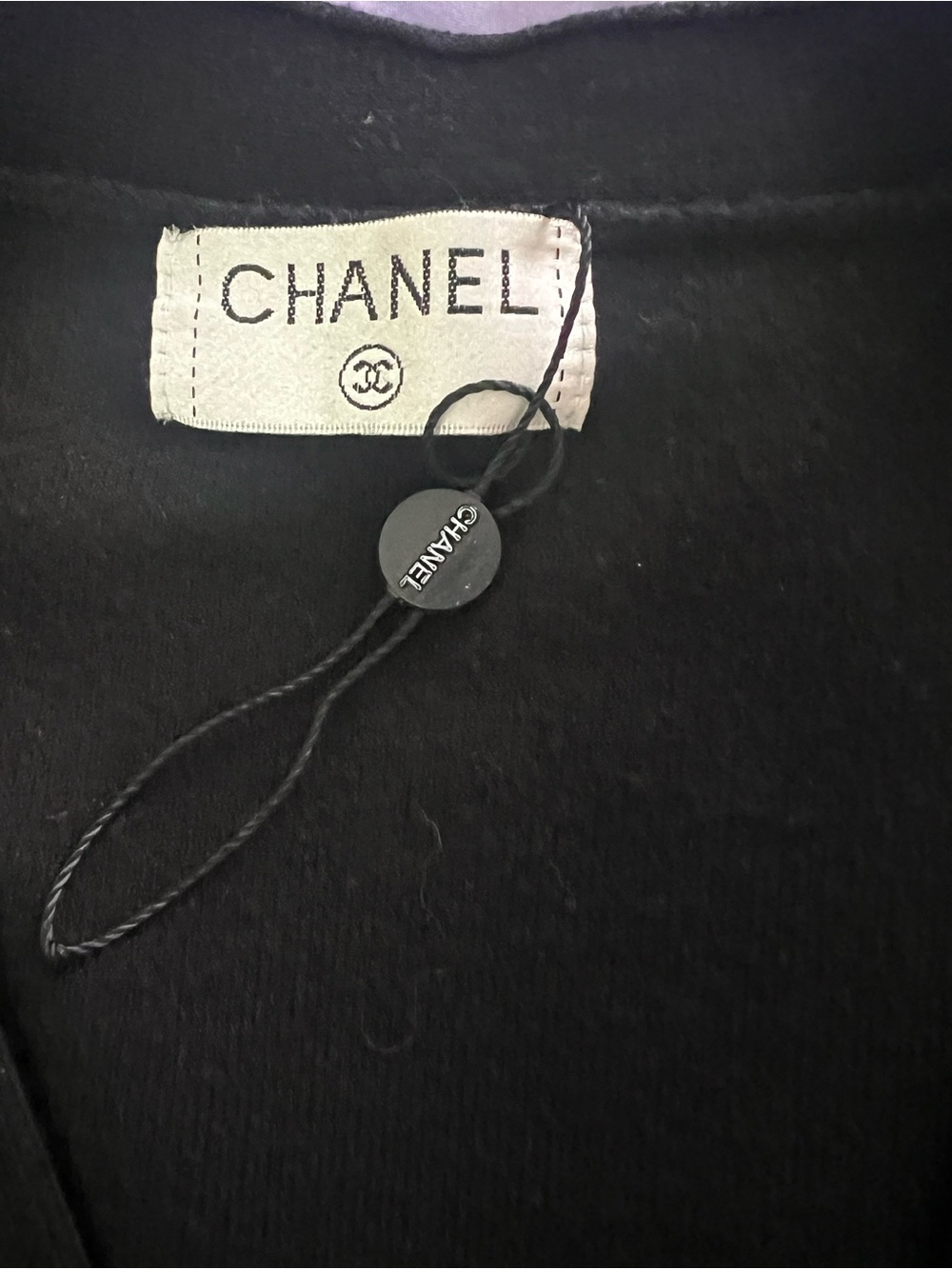 Chanel- like Black Cardigan with Silver CC tinsel Embellishments - Picture 9 of 9